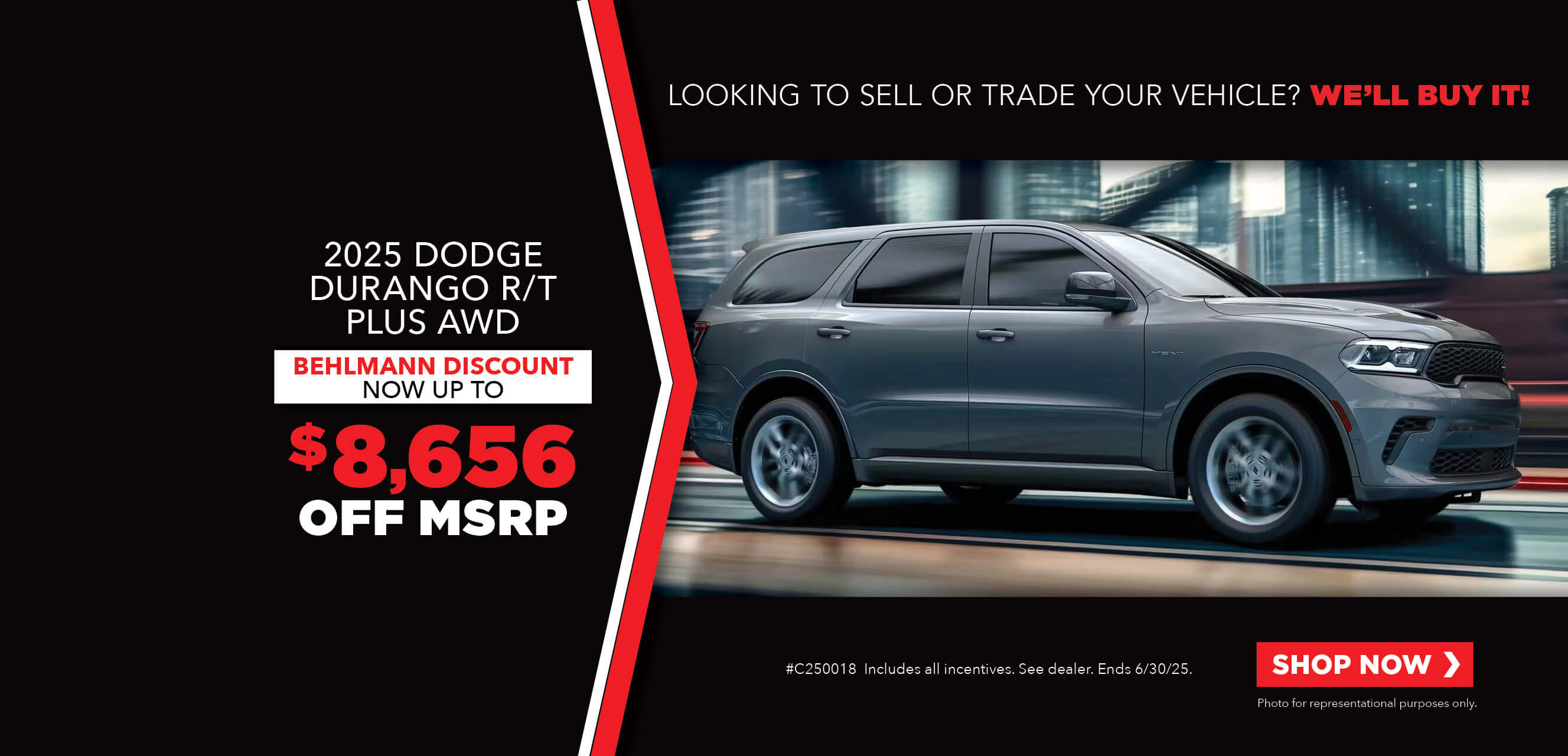 Now up to $8,656 off MSRP on 2025 Dodge Durango.